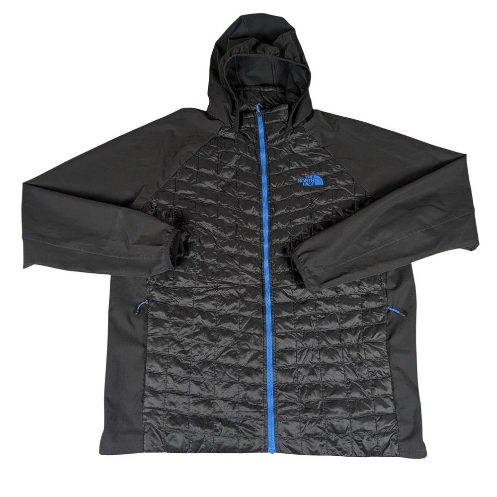 The North Face Mens Hybrid Quilted Softshell Thermoball Jacket Black Blue XL